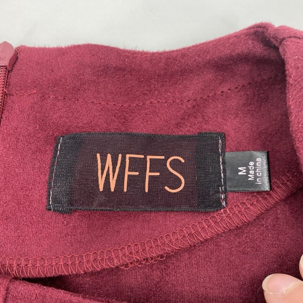 WFFS Women's Size M Faux Suede Maroon Dress Shift - Picture 3 of 8
